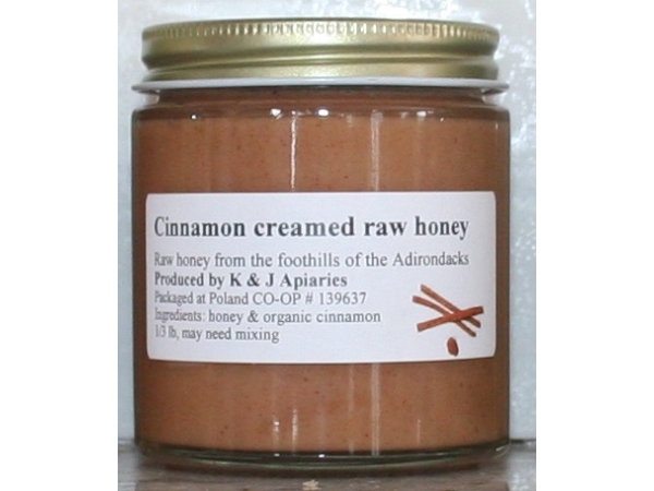 K and J Apiaries Organically Flavored Cinnamon Creamed Raw Honey - 1/3 lb