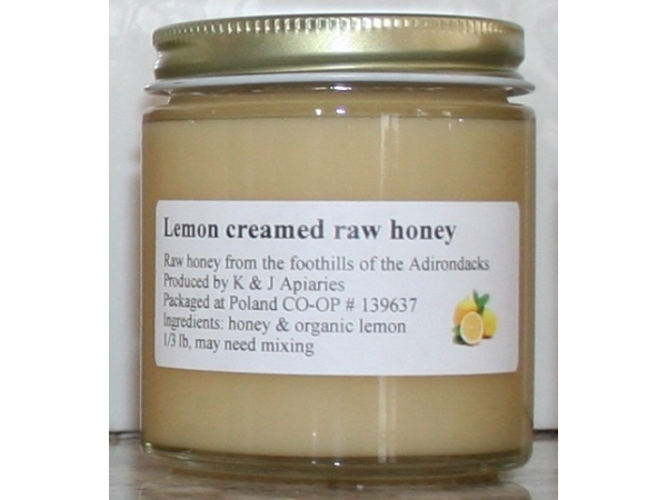 K and J Apiaries Organically Flavored Lemon Creamed Raw Honey - 1/3 lb