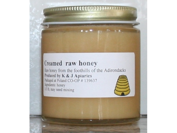 K and J Apiaries Plain Creamed Raw Honey - 1/3 lb sampler jar
