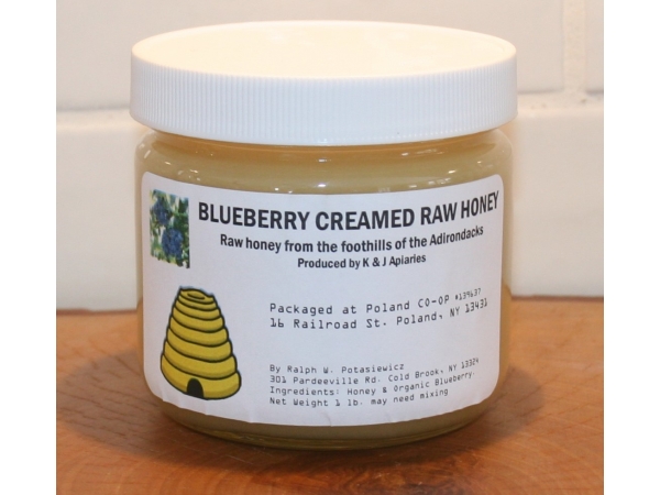 K and J Apiaries Organically Flavored Blueberry Creamed Raw Honey - 1 lb Jar