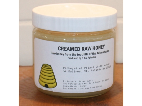 K and J Apiaries - Plain Creamed Raw Honey 1 lb Jar