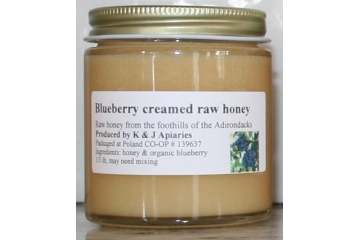 Organically Flavored Blueberry Creamed Raw Honey - 1/3 lb Jar