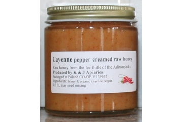 Organically Flavored Cayenne Pepper Creamed Raw Honey - 1/3 lb Jar