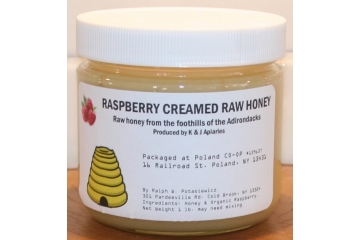 Organically Flavored Raspberry Creamed Raw Honey - 1 lb Jar